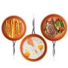 3 Piece Fry Pan Set - 9.5"; 11" & 12.5" with Ultra Nonstick Ceramic Copper Coating; Dishwasher; Metal Utensil & Oven Safe