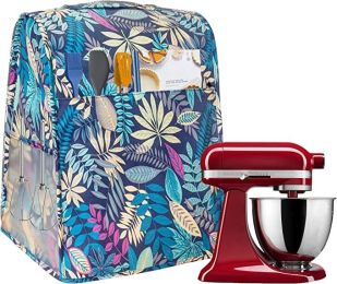 Full Size Stand Mixer Cover Compatible with KitchenAid Tilt Head 4.5-7 Quart;  Protective Stand Mixer Cover with Zipper Pocket for Accessories;  Flora