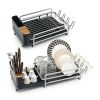 Aluminum Expandable Dish Drying Rack with Drainboard and Rotatable Drainage Spout