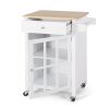 Medway Modern Glass Paneled Kitchen Trolley White