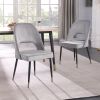 Dining Chairs Set of 2; Velvet Dining Chairs; Mid Century Modern Dining Chairs; Upholstered Chairs for Dining Room; Kitchen -(Gray)