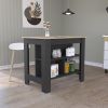 Cala Kitchen Island; Four Legs; Three Shelves -Black / Light Oak