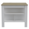 Cala Kitchen Island Antibacterial; Three Shelves; Four Legs -Light Oak / White