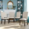 TOPMAX Farmhouse 4-Piece Wood Dining Chair Set for 4; Kitchen Upholstered Dining Chairs for Small Places; Gray Legs+Beige Cushion