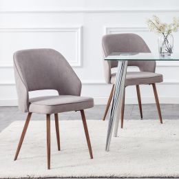 Modern Dining Chairs; Linen Accent Chair; Living Room Leisure Chairs; Upholstered Side Chair with Metal Legs for Dining Room Kitchen Vanity Patio Club