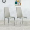 Grid Shaped Armless High Back Dining Chair; 2-Piece Set; Office Chair. Applicable to Dining Room; Living Room; Kitchen and Office.Grey Chair and Elect