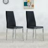 Grid Shaped Armless High Back Dining Chair; 2-Piece Set; Office Chair. Applicable to Dining Room; Living Room; Kitchen and Office.Black Chair and Elec