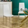 Grid Shaped Armless High Back Dining Chair; 2-Piece Set; Office Chair. Applicable to Dining Room; Living Room; Kitchen and Office.White Chair and Elec