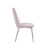 Mid Century Velvet Upholstered Dining Chair with Metal Legs for Kitchen; Dining; Living; Guest; Bed Room Side Chair; Set of 2; Light Pink