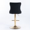 Golden Swivel Velvet Barstools Adjusatble Seat Height from 25-33 Inch; Modern Upholstered Bar Stools with Backs Comfortable Tufted for Home Pub and Ki