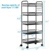 5 Tiers Storage Rack Trolley Home Kitchen Organizer Utility Basket Black