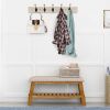 Coat Rack Wall Mounted Wooden  5 Iron Hooks Rustic Premium Solid Wood Coat Hanger