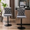 Swivel Velvet Barstools Adjusatble Seat Height from 25-33 Inch; Modern Upholstered Bar Stools with Backs Comfortable Tufted for Home Pub and Kitchen I