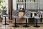 Swivel Velvet Barstools Adjusatble Seat Height from 25-33 Inch; Modern Upholstered Bar Stools with Backs Comfortable Tufted for Home Pub and Kitchen I