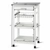 Rolling Kitchen Trolley Cart Steel White Top Removable Tray W/Storage Basket &Drawers