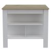 Cala Kitchen Island; Four Legs; Three Shelves -White / Light Oak