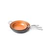 3 Piece Fry Pan Set - 9.5"; 11" & 12.5" with Ultra Nonstick Ceramic Copper Coating; Dishwasher; Metal Utensil & Oven Safe