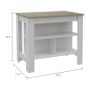 Cala Kitchen Island Antibacterial; Three Shelves; Four Legs -Light Oak / White