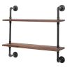 2-Tier Industrial Wall-Mounted Pipe Shelf with Metal Frame;  Safe and Sturdy