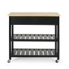 Enon Modern Kitchen Trolley on Wheels Black