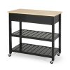 Enon Modern Kitchen Trolley on Wheels Black