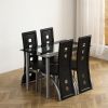 5 Pieces Dining Table Set for 4; Kitchen Room Tempered Glass Dining Table; 4 Chairs; Black; Table legs are black (Replacement code 13029118KB)