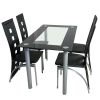 5 Pieces Dining Table Set for 4; Kitchen Room Tempered Glass Dining Table; 4 Chairs; Black; Table legs are black (Replacement code 13029118KB)