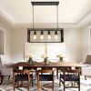 4 Lights Farmhouse Kitchen Island Pendant Lights; Industrial Chandelier Ceiling Suspension with Metal Frame E26 Black