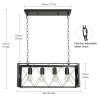 4 Lights Farmhouse Kitchen Island Pendant Lights; Industrial Chandelier Ceiling Suspension with Metal Frame E26 Black