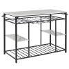 TOPMAX Counter Height Kitchen Dining Room Kitchen Island Prep Table with Glass Racks; Kitchen Rack with Large Worktop; Console Table for Living Room;