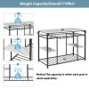 TOPMAX Counter Height Kitchen Dining Room Kitchen Island Prep Table with Glass Racks; Kitchen Rack with Large Worktop; Console Table for Living Room;