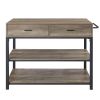 Macaria Kitchen Island; Rustic Oak &amp; Black Finish AC00403