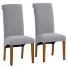 Set of 2 Uphostered Kitchen Dining Chairs w/Wood Legs; Padded Seat; Linen Fabric; Nails; Dining Chairs; Ideal for Dining Room; Kitchen; Living Room