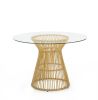 5 Pieces Round Tempered Glass Top Dining Table and Metal Dining Chair for Kitchen;  Living Room and Dining Room (Table + 4 Chairs)