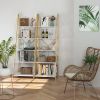 Ladder rack 5 layers modern bookcase multifunctional bookshelf storage rack plant flower rack white