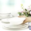 12-Piece Dinnerware Set Melamine Plastic Plates and Bowls Serves 4 Durable Dishwasher Safe French Country House Oysters