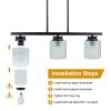 3 lights industrial kitchen island lighting; glass linear chandelier; kitchen island living room pendant light