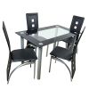 5 Pieces Dining Table Set for 4; Kitchen Room Tempered Glass Dining Table; 4 Chairs; Black; Table legs are black (Replacement code 13029118KB)