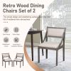 TREXM Retro Wood Dining Chairs Set of 2; Upholstered Chairs with Solid Wood Legs and Frame for Kitchen; Living Room; Dining Room (Gray)