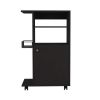 Clip Kitchen Cart; Single Door Cabinet; Four Casters -Black