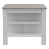 Cala Kitchen Island Antibacterial; Three Shelves; Four Legs -Light Gray / White