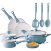 12pc Ceramic Cookware Set; Blue Linen