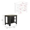 Cala Kitchen Island; Four Legs; Three Shelves -Black / Light Oak