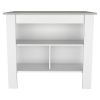 Cala Kitchen Island; Four Legs; Three Shelves -White / Ibiza Marble