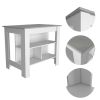 Cala Kitchen Island; Four Legs; Three Shelves -White / Ibiza Marble