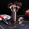 Copper Kitchen Utensils Set; 13 Pieces Stainless Steel Cooking Utensils Set With Titanium Rose Gold Plating; Non-Stick Kitchen Tools Set With Holder