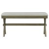 TOPMAX Farmhouse Rustic Wood Kitchen Upholstered Dining Bench; Gray Green