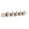 Coat Rack Wall Mounted Wooden  5 Iron Hooks Rustic Premium Solid Wood Coat Hanger