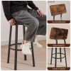 Swivel bar stool set of 2 with backrest;  industrial style;  metal frame;  29.5'' high.(Rustic Brown;  13.4''w x 40.5''h)