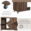 TREXM Kitchen Island Cart on Wheels with Adjustable Shelf and 5 Wine Holders; Storage Cart for Dining Room; Kitchen (Brown)